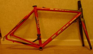 Look 555 road frame, fork and headset red and gray