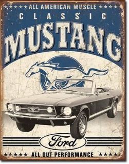 Mustang Classic Ford Muscle Car Rustic Metal Vintage Advertising Tin 