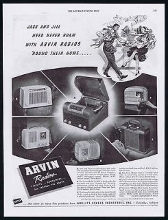 1947 Arvin Radio Record Player 6 Assorted Models Vintage Print Ad