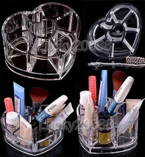 Clear Acrylic Heart shaped Cosmetic organizer Makeup case Lipstick 