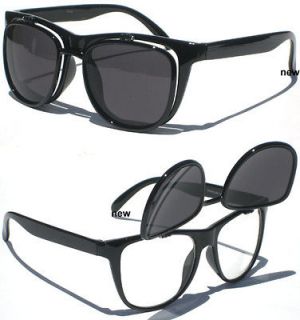   SUNGLASSES Both TINTED DARK AND CLEAR LENSES in BLACK FRAME NEW