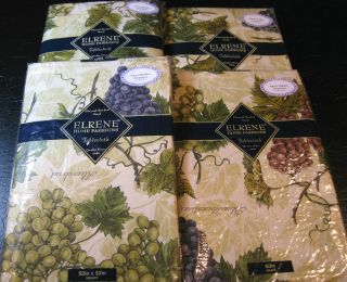 FLANNEL BACKED VINYL  GRAPES ON VINE TABLECLOTHS  ASSORTED SIZES 