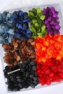   baby OR girls ROSE daisy flower HAIR BOW clip pin up FALL COLORS