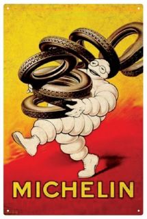 MICHELIN MAN TYRES VINTAGE TIN SIGN 20 X 30 cm  Red 