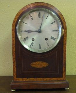 Antique mahogany inlaid French shelf mantle clock Black Starr & Frost
