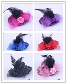 Party Mini Veil Feather Hair Clip Hat Top Costume Burlesque Cocktail 