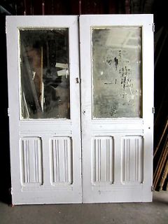 NICE PAIR OF ANTIQUE WALNUT CLOSET DOORS BEVELED MIRROR ARCHITECTURAL 