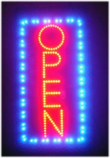   LED Business Vertical Open SIGN +On/Off Switch Bright Light Neon