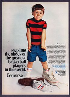   Boy in Dads Sneakers photo Converse Coach & All Star Shoes print ad