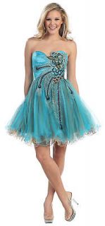   PEACOCK EMBROIDERED PROM DRESS HOMECOMING COCKTAIL FORMAL DANCE EVENT