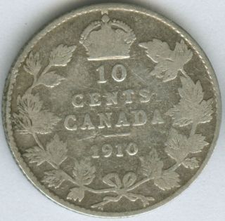 1910 CANADA SILVER CANADIAN DIME 10 CENT COIN Stock No B 39