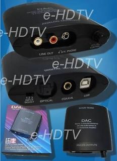 USB Digital Optical Coax to Analog RCA Audio Converter