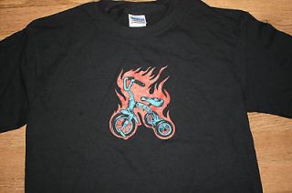 Tricycle Biker Flames Adult Pop Art T shirt Small Big Wheel motorcycle