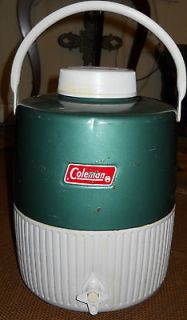 Vintage Coleman Water Cooler/Jug~Green~Metal~Two Gallon~Cup Included