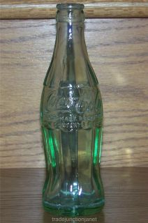 1952 USA EMBOSSED COCA COLA 6 oz GREEN GLASS COKE BOTTLE 52 41 