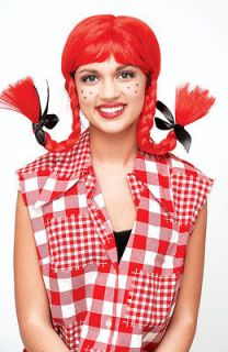 Braids Pippi Longstocking Girl Adult Red Costume Wig