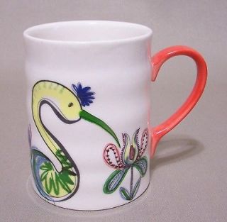 Biscuit Bird & Flower Coffee Cup Mug Orange Handle