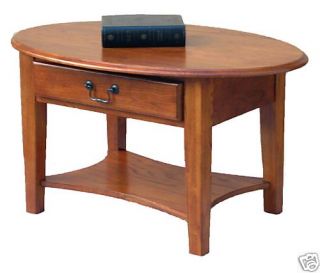 New Small Oval Coffee Table Drawer Shelf Medium Oak