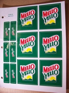 Mello Yello Soda Machine/Founta​in Labels 6 Large & 6 Small MSA 