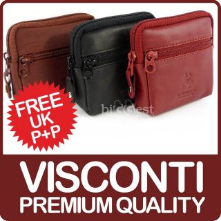   Ladies Quality LEATHER COIN PURSE from VISCONTI Keys, Change 3 Colours