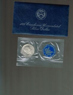 1972 coin President Dwight Eisenhower IKE UNC .400 silver dollar $1 