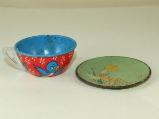   Ohio Art Co Minature Tin Litho Childs Bluebird Cup & Fairy Plate