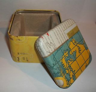 FOSSIL VINTAGE COLLECTION TIN WATCH CASE/JEWELRY/STORAGE MAP NORTH 