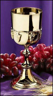 CHALICE GOLD COMMUNION CUP WITH GRAPE DESIGN VERY UNIQUE AND BEAUTIFUL 