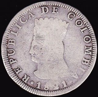 Colombia 8 Reales 1821 JF KM#C6 *