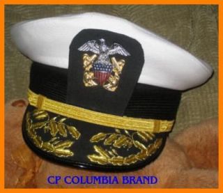 US NAVY COMMANDER ADMIRAL RANK WHITE HAT CAP NEW Size 56, 57, 58, 59 
