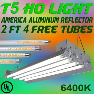   6400K T5 HO Fluorescent Lamp 2 Grow Light Bulbs Fixture Compact CFL