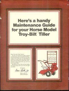   Bilt PTO Roto Horse Tiller Power Composter Maintenance Guide Manual