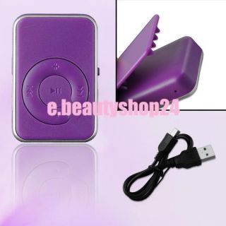   Clip Design Music Player Purple  With USB Cable 16G Extended Memory