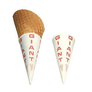 Ice Cream Waffle Cone Giant Paper Jacket Cups #8904 Gold Medal 6000/cs