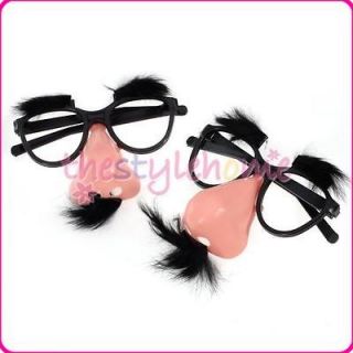 Cool pair clown glasses w/ Rubber nose black mustache funny props 