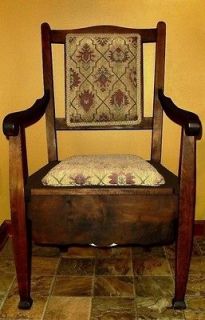   1860, wood, mahogany, adult commode/potty arm chair and chamber pot