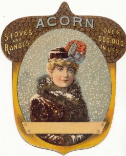 VICTORIAN TRADECARD acorn cooking stoves and ranges 1890s
