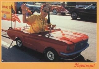 Shriner in Miniature Toy Car on Parade Masonic Postcard