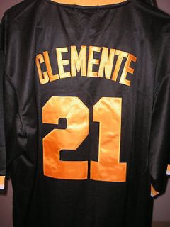   Sewn 1971 Throwback Roberto Clemente 21 Jersey Cooperstown Black Sz 56