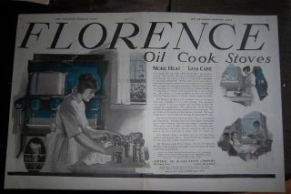 1919 Florence Oil Cook Stove Canning Jars Two Page Ad