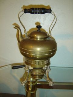 Antique Ornate Brass Tea Kettle/Teapot Complete with Stand and Burner
