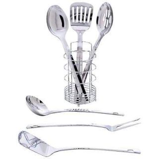 7pc Stainless Steel Kitchen Cooking Utensil Tool Set with Chrome Wire 