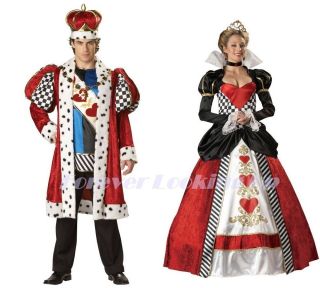 Deluxe Couples King Queen of Hearts Halloween Cost​umes SM 3X