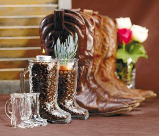 Country Wedding Favor Western Boot Shaped Stein Glass/Table Decoration 
