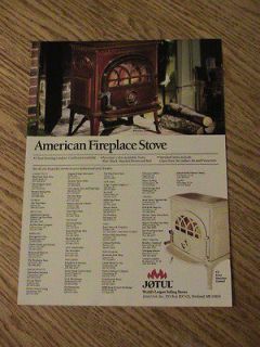 1987 JOTUL WOOD BURNING ADVERTISEMENT AMERICAN FIREPLACE STOVE AD 