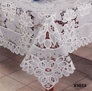   Lace with Sheer Floral Tablecloth with Napkins White & Beige New
