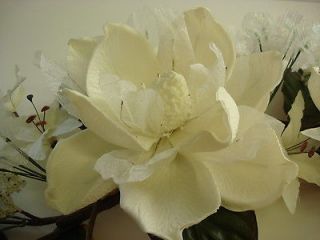   Silk Flowers CREAM Magnolia Hydrangea Lily 38 Artificial Arrangements