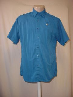 McDonalds Employee Crew Uniform Button Down Shirt Blue   Size M