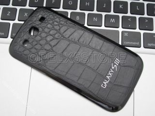 Black Leather Battery Cover Back Housing Case for Samsung Galaxy S3 