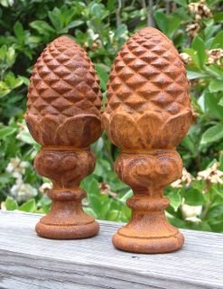 Large PINEAPPLE FINIALS Set of TWo Cast Iron Wrought Garden Decor